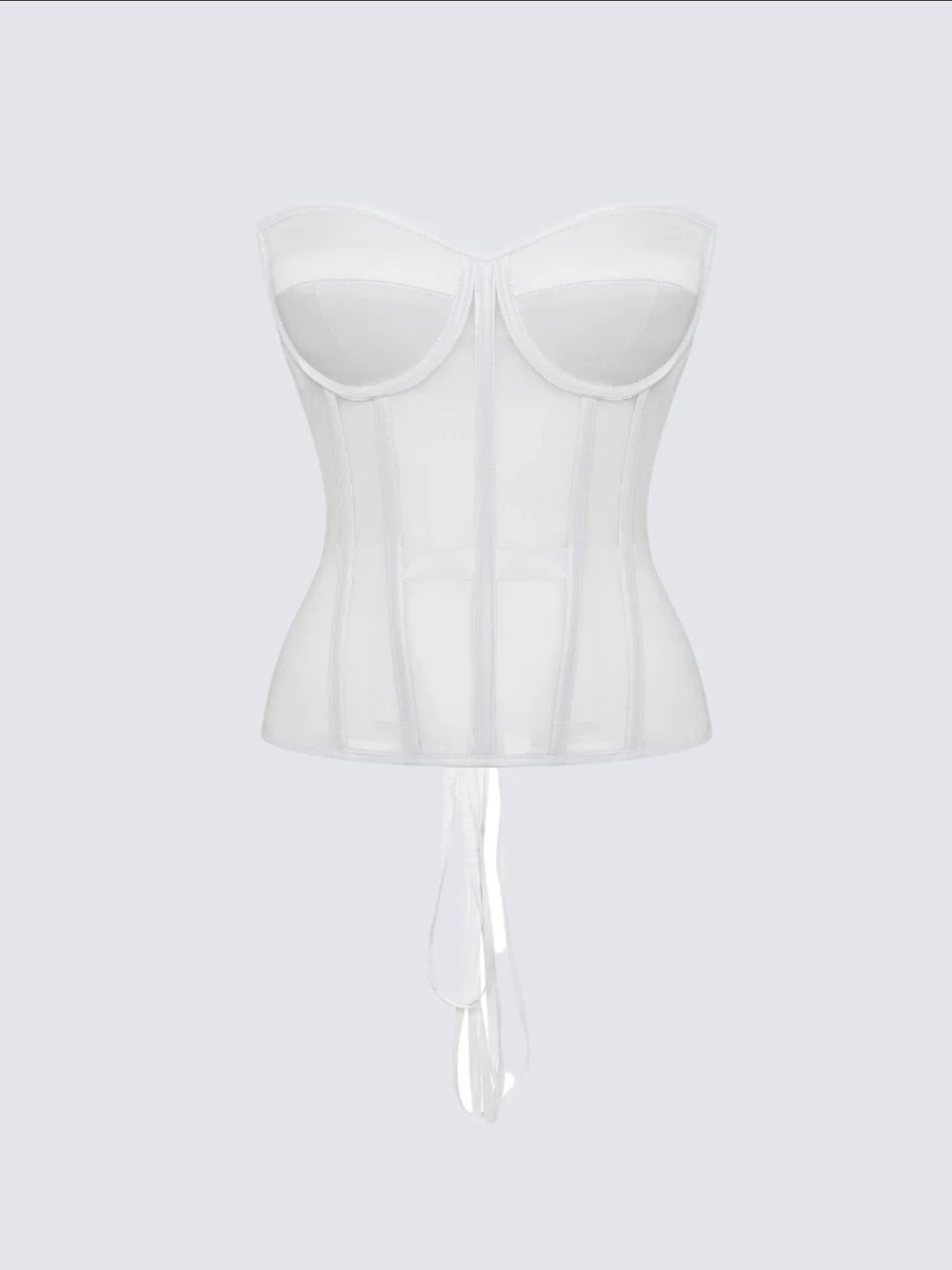 Strapless White Corset Basque with Lace-Up Back